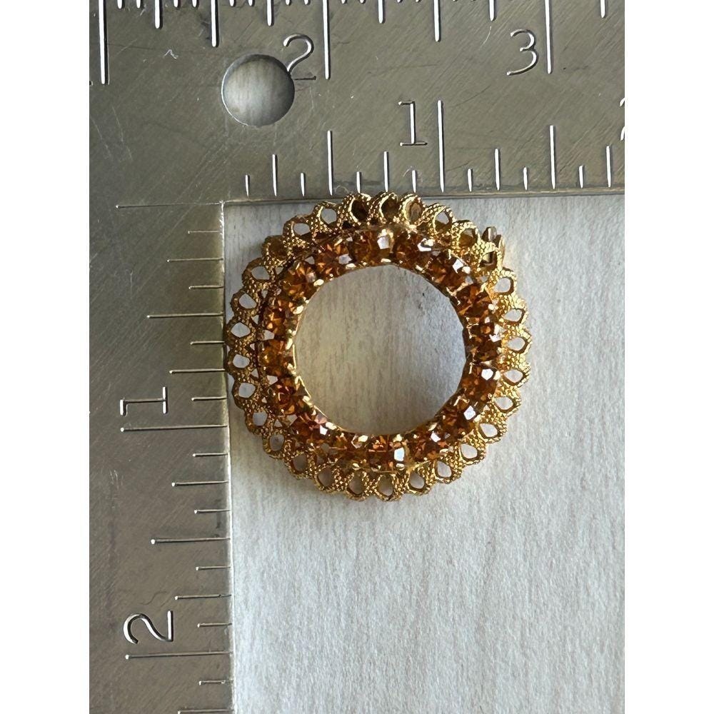 Beautiful Vintage Gold And Rhinestone Brooch - Picture 4 of 4